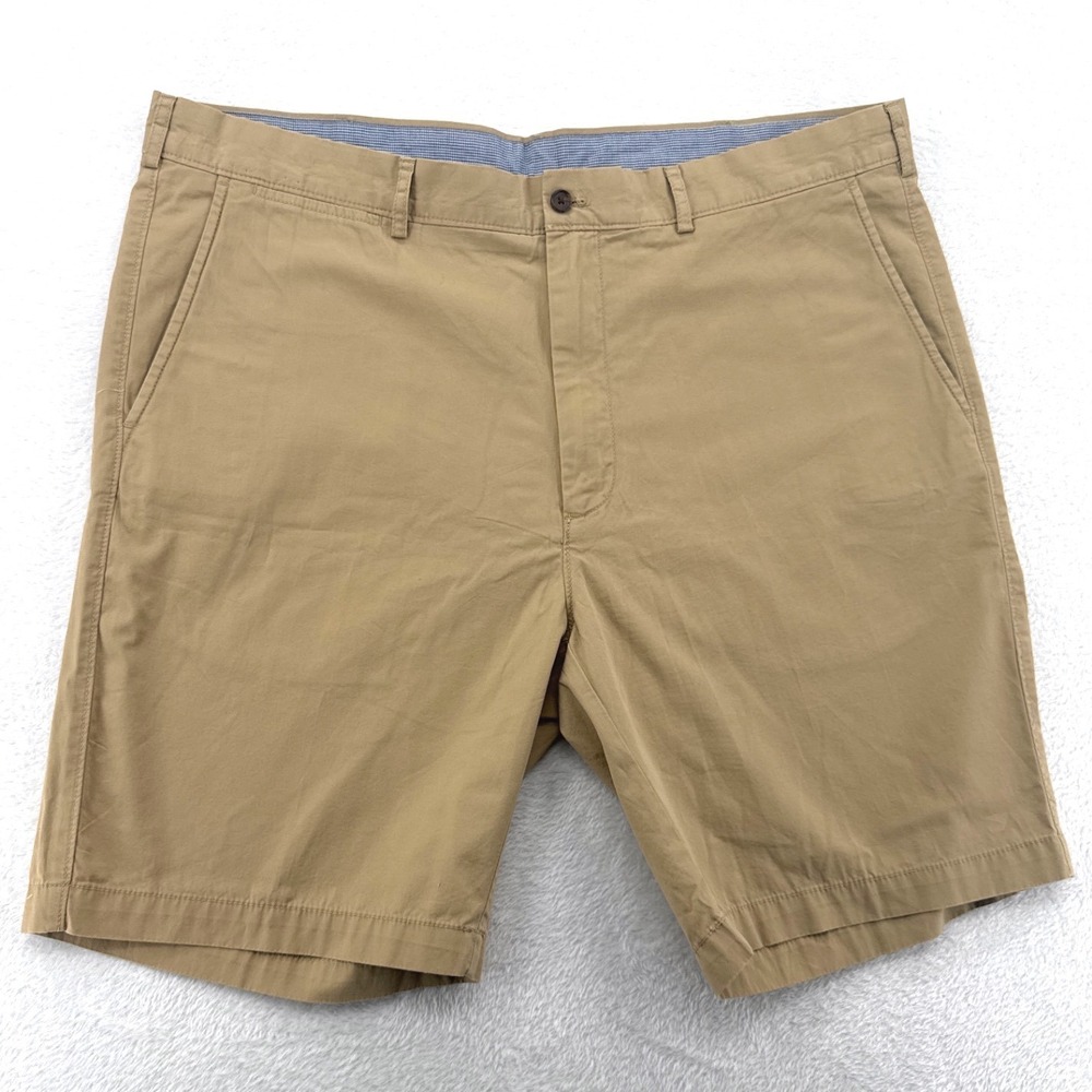 Cremieux Mens Shorts Size 40 Tan Chino Flat Front 100% Cotton Khaki 9" Inseam